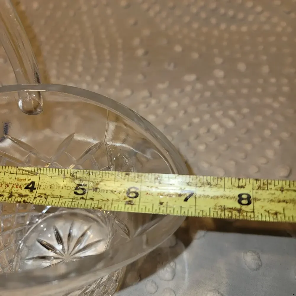 Crystal Clear Glass easter basket planter VASE diamond cut pattern woven